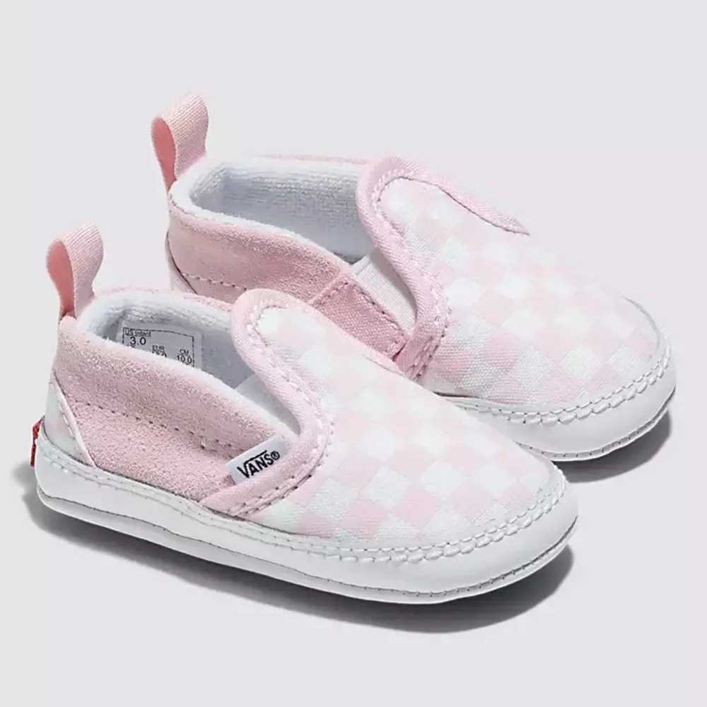 Infant Slip-On V Crib Checkerboard Shoes Pink